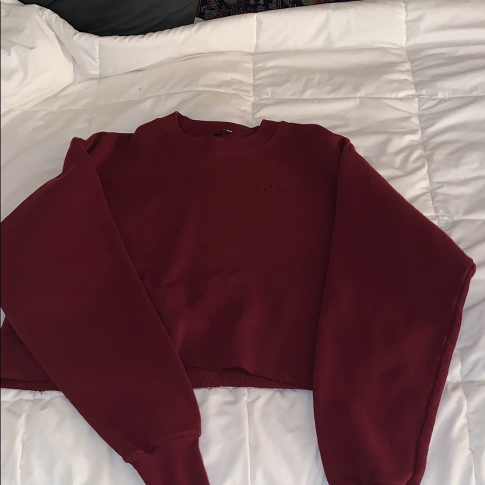 Cropped Marroon USA Sweatshirt